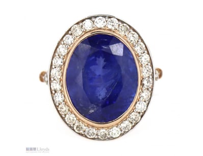 14K ROSE GOLD, 10.40CT TANZANITE AND DIAMOND, STAT...