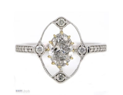 14K WHITE/YELLOW GOLD AND DIAMOND, DRESS RING.    ...