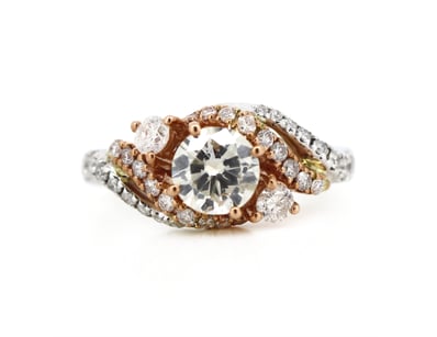 14K WHITE/ROSE GOLD AND DIAMOND, DECORATIVE CROSS ...