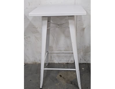 Bar table, white metal, square top

Note: condit...