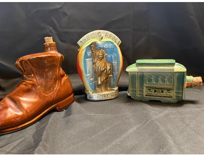 VINTAGE CERAMIC WHISKEY DECANTER COLLECTION - THRE...