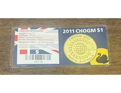 2011 AUSTRALIA CHOGM $1 DOLLAR UNC COIN RARE IN SL...
