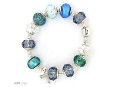 925 STERLING SILVER, MURANO GLASS BEAD AND CHARM, ...