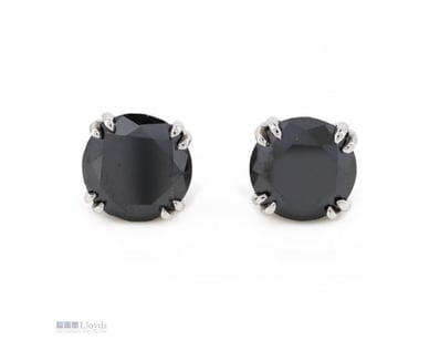 9K WHITE GOLD, BLACK MOISSANITE, STUD EARRINGS.   ...