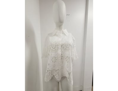 WHITE EYELET LACE BUTTON-FRONT SHIRT

Exquisite ...