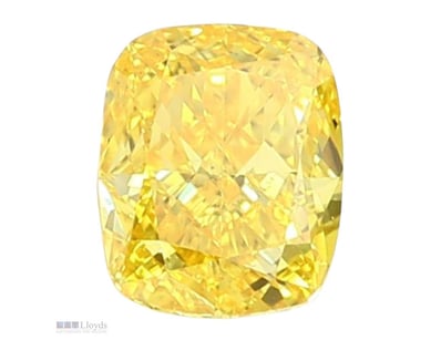 1.02 CARAT CUSHION SHAPED DIAMOND FANCY VIVID YELL...