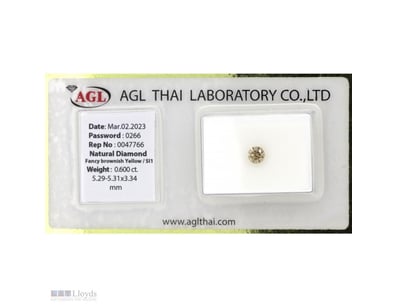 0.600CT CERTIFIED, NATURAL FANCY YELLOW DIAMOND   ...