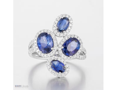 14CT WHITE GOLD AUSTRALIAN SAPPHIRE AND DIAMOND CL...