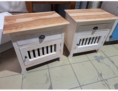 Pair Of Bedside Tables, Timber Style, Natural Fini...