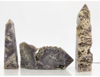 GRAPE AGATE CRYSTAL TOWERS, QTY 3.

Largest Towe...