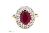 14K Yellow Gold, Ruby And Diamond, Double Halo