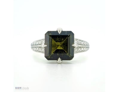 9CT WHITE GOLD BRAZILIAN VERDELITE TOURMALINE AND ...
