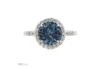 14K White Gold, Aquamarine And Diamond, Halo