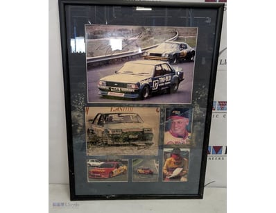 SIGNED RACING MEMORABILIA COLLAGE - FORD RALLY DRI...
