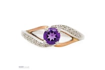 9K Rose Gold And Sterling Silver, Amethyst And