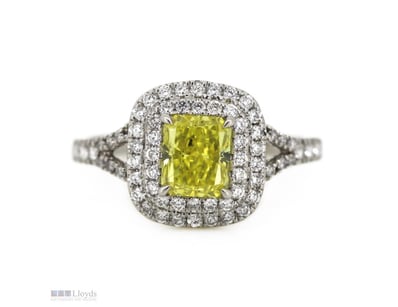 PT950/PLATINUM, FANCY YELLOW DIAMOND AND DIAMOND, ...
