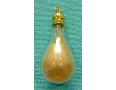 24CT. GOLD DUST IN TEAR SHAPE GLASS PENDANT, 60MM(...