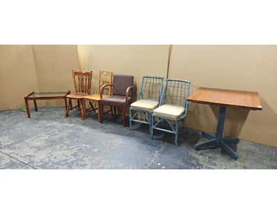 Furniture, including various chairs, glass top cof...