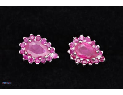 NATURAL BURMESE RUBY EARRINGS ON 925 SILVER - WITH...