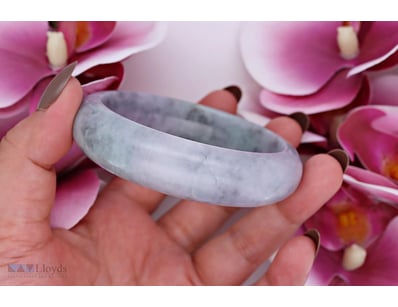 NATURAL BURMESE JADE BANGLE ON 925 SILVER - WITH C...