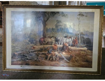 Framed Print, "Loggers Tea Break" by Darcy W. Doyl...