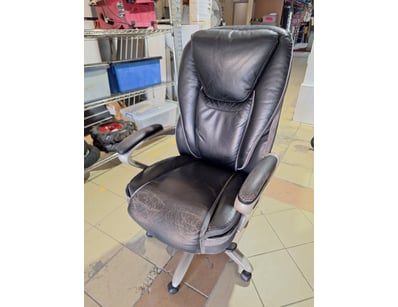 Office Chair, Leather Style, Black Finish

