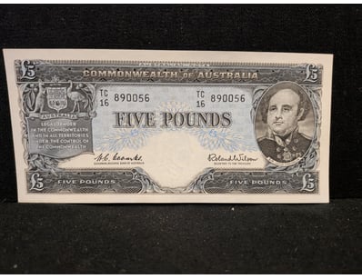 COMMONWEALTH OF AUSTRALIA FIVE POUNDS NOTE, CIRCA ...
