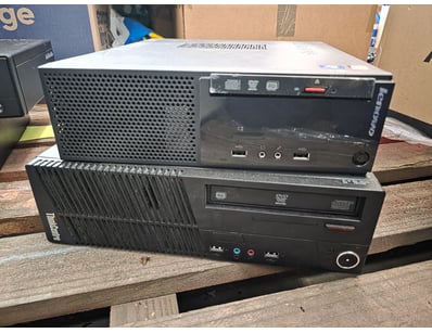 Lot of two Lenovo desktop computers.

