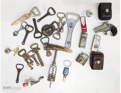 VINTAGE BOTTLE OPENER AND BAR TOOL COLLECTION WITH...