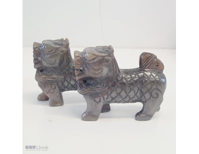 2X JADE CARVED DRAGON FIGURES

Item Size: Height: ...
