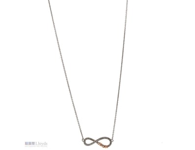 10K ROSE GOLD AND STERLING SILVER, DIAMOND INFINIT...