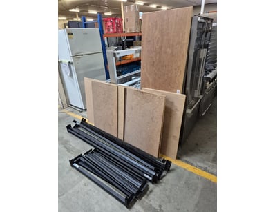 Industrial shelving unit, Timber shelving sections...