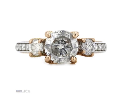 14K WHITE/ROSE GOLD AND DIAMOND, TRILOGY RING.    ...
