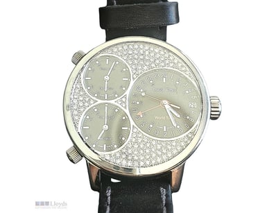 GLYCINE AIRMAN MULTI TIME 53MM CUSTOM 18K WHITE GO...