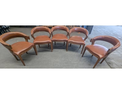 Set of six cognac leather dining chairs featuring ...