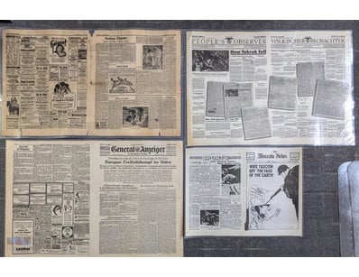 LOT OF SIX HISTORICAL NEWSPAPERS  Period Typograph...
