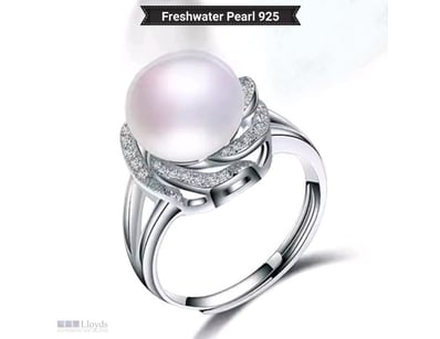 925 SILVER ADJUSTABLE RING WITH LARGE FRESHWATER P...
