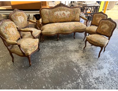 Couch, chairs, embroidered, arm rest, springs, cus...