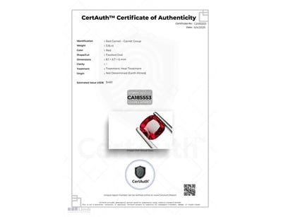 CERTIFIED 3.16CT RED GARNET – FACETED OVAL CUT, EA...