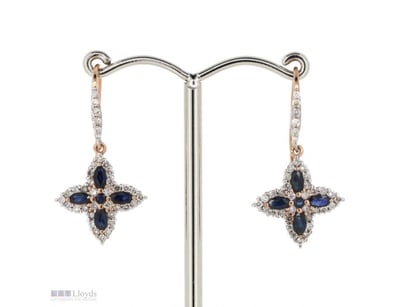 14K ROSE GOLD, BLUE SAPPHIRE AND DIAMOND, DECORATI...