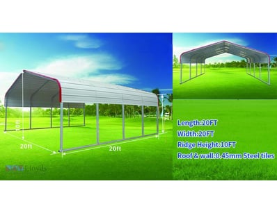 Unused 20ft x 20ft Steel Carport, 20ft Long x 20ft...