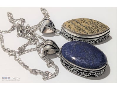 STERLING SILVER LAPIS LAZULI & PAILOMELANE DENDRIT...