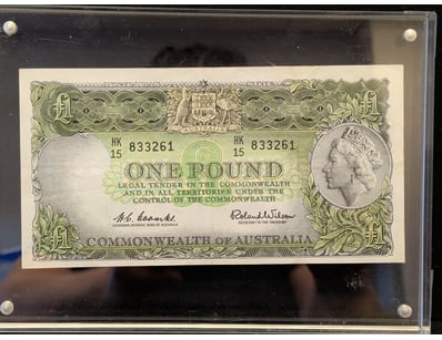 AUSTRALIAN ONE POUND NOTE, COMMONWEALTH OF AUSTRAL...