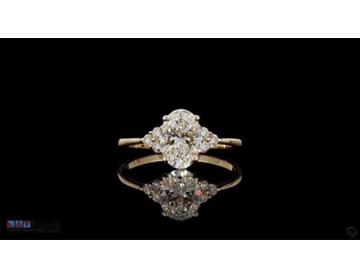 1.69 CT OVAL CLUSTER-SHOULDER RING IN 18KT YELLOW ...