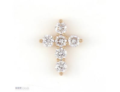 1.15 CT ROUND DIAMOND CROSS PENDANT IN 18KT YELLOW...