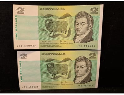 AUSTRALIAN $2 BANKNOTES - MIXED SERIES COLLECTION...