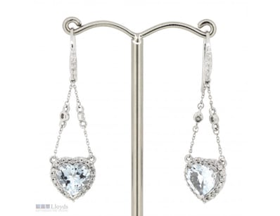 14K WHITE GOLD, AQUAMARINE AND DIAMOND, CHANDELIER...