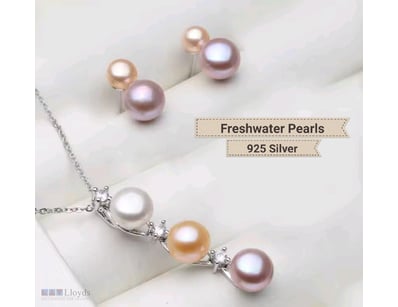 925 SILVER FRESHWATER PEARL NECKLACE AND EARRINGS ...