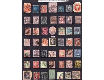Great Britain Page Of Queen Victoria Era Stamps In...