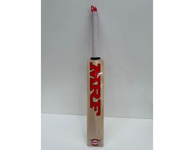 MRF cricket bat featuring natural wood constructio...